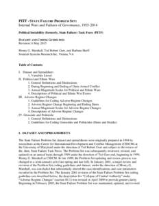 PITF - STATE FAILURE PROBLEM SET: Internal Wars and Failures of Governance, Political Instability (formerly, State Failure) Task Force (PITF) DATASET AND CODING GUIDELINES Revision: 6 May 2015 Monty G. Marshall