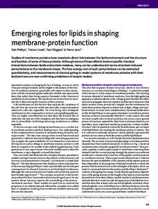 REVIEW INSIGHT  NATURE|Vol 459|21 May 2009|doi:nature08147 Emerging roles for lipids in shaping membrane-protein function