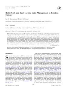 Journal of Archaeological Science, 1185–1198 Article No. as980296 Relict Soils and Early Arable Land Management in Lofoten, Norway Ian A. Simpson and Robert G. Bryant