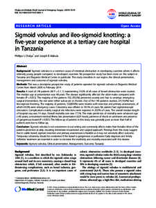 Sigmoid volvulus and ileo-sigmoid knotting: a five-year experience at a tertiary care hospital in Tanzania