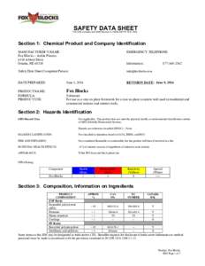 SAFETY DATA SHEET  This SDS complies with GHS Revision 5, OSHA 29CFRSection 1: Chemical Product and Company Identification MANUFACTURER’S NAME