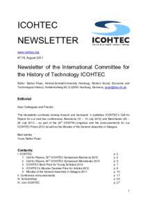ICOHTEC NEWSLETTER www.icohtec.org No 78, AugustNewsletter of the International Committee for