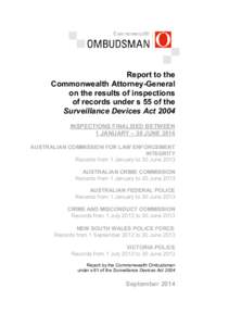 Report on Inspection of Surveillance Devices records