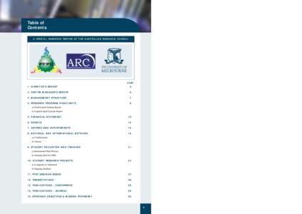 Table of Contents A SPECIAL RESEARCH CENTRE OF THE AUSTRALIAN RESEARCH COUNCIL page 1. DIRECTOR’S REPORT
