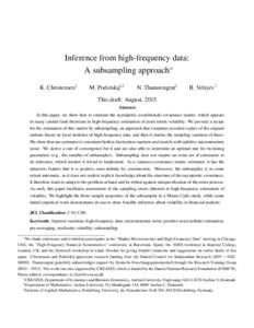Inference from high-frequency data: A subsampling approach∗ K. Christensen† M. Podolskij‡,†