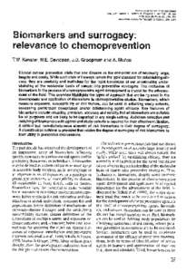 B orrrarkers in Cancer Cheriapreven1ion Miller, A.B., Bartsch, H., Boffetta, P., Dagsted, L. and Vein o, H. eds IARC Scieiitfic Publications No. 154 International Agency br Research or Cancer, Lyon, 2001  Clinical cancer