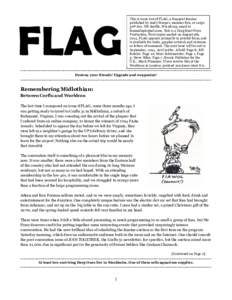 FLAG  This is issue #16 of FLAG, a frequent fanzine published by Andy Hooper, member fwa, at30th Ave. NE Seattle, WA 98125, email to . This is a Drag Bunt Press