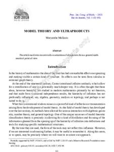 Proc. Int. Cong. of Math. – 2018 Rio de Janeiro, Vol–98) MODEL THEORY AND ULTRAPRODUCTS Maryanthe Malliaris