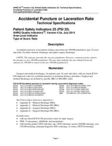 Accidental Puncture or Laceration Rate - Patient Safety Indicators #25 Technical Specifications