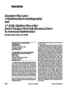 Book Review  Saunders Mac Lane: A Mathematical Autobiography and A3 & His Algebra: How a Boy