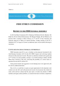 Report to the General Assembly – June[removed]FIDE Ethics Commission Annex n.