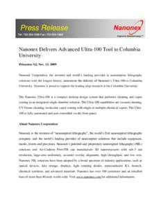 Press Release Tel: Fax: Engine for Nanotechnology  TM