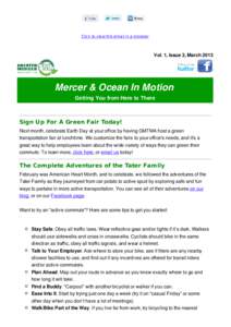 Click to view this email in a browser  Vol. 1, Issue 3, March 2013 Mercer & Ocean In Motion Getting You from Here to There