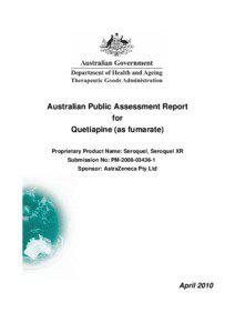 Australian Public Assessment Report for Quetiapine (as fumarate)