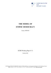 THE MODEL OF ETHNIC DEMOCRACY Sammy SMOOHA
