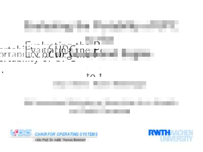 Evaluating the Portability of UPC to the Cell Broadband Engine Dipl. Inform. Ruben Niederhagen 9th International Workshop on State-of-the-Art in Scientific and Parallel Computing