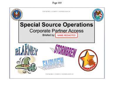 Page 103  TOP SECRET If COMINT 1/ NOFORNSpecial Source Operations Corporate Partner Access