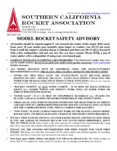Visit our website: http://home.earthlink.net/~mebowitz/  SOUTHERN CALIFORNIA ROCKET ASSOCIATION PO BOX 5165 FULLERTON CA[removed]
