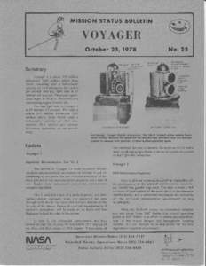 mrssroNsTATusBULTETIN  YOYAGER No. 25  October 25, 1978