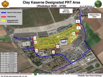 Clay Kaserne Designated PRT Area (Weekdays 0630 – 0730) As of: 261000Jun 14  Airfield