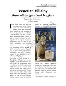 DeadlyDiversions.com Celebrating the best in crime fiction Venetian Villainy Brunneti badgers book burglars Suspended Sentences