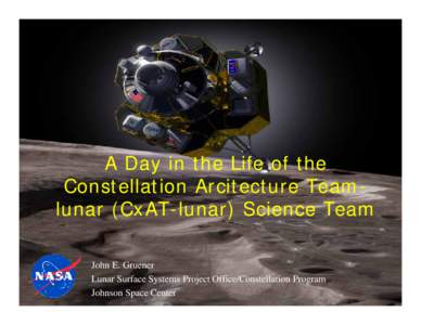 A Day in the Life of the Constellation Arcitecture Teamlunar (CxAT-lunar) Science Team John E. Gruener Lunar Surface Systems Project Office/Constellation Program Johnson Space Center