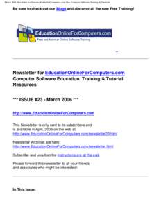 March 2006 Newsletter for EducationOnlineforComputers.com: Free Computer Software Training & Tutorials
