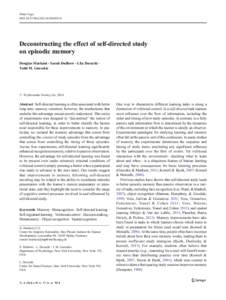 Mem Cogn DOIs13421Deconstructing the effect of self-directed study on episodic memory Douglas Markant & Sarah DuBrow & Lila Davachi &