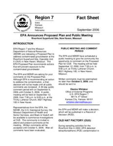EPA Announces Prosposed Plan and Public Meeting
