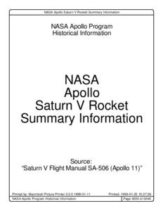 NASA Apollo Saturn V Rocket Summary Information  NASA Apollo Program Historical Information  NASA