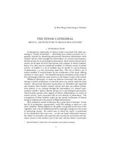 c Peter King, forthcoming in Vivarium. THE INNER CATHEDRAL MENTAL ARCHITECTURE IN HIGH SCHOLASTICISM ∗