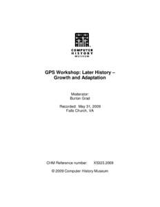 Government Professional Services (GPS) workshop : session #5 : later history -- growth and adaptation; 