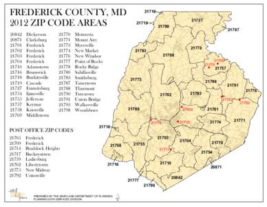 FREDERICK COUNTY, MD 2012 ZIP CODE AREAS[removed][removed]