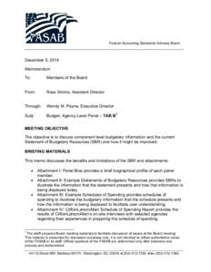 Federal Accounting Standards Advisory Board  December 5, 2014 Memorandum To: