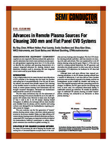 Advances in Remote Plasma Sources for Cleaning 300 mm and Flat Panel CVD Systems