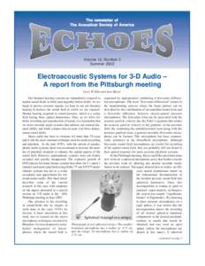 The newsletter of The Acoustical Society of America Volume 12, Number 3 Summer 2002