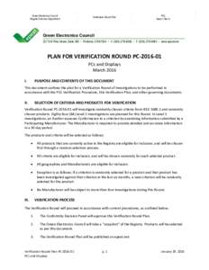 Green Electronics Council Registry Services Department Verification Round Plan  P42