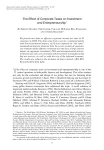 American Economic Journal: Macroeconomics 2 (July 2010): 31–64 http://www.aeaweb.org/articles.php?doi=macThe Effect of Corporate Taxes on Investment and Entrepreneurship† By Simeon Djankov, Tim Ganser