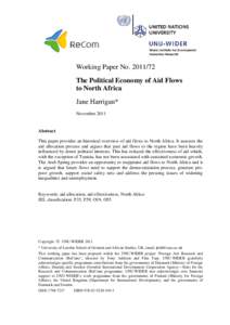WIDER Working Paper NoThe Political Economy of Aid Flows to North Africa