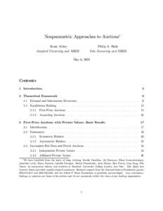 Nonparametric Approaches to Auctions∗ Susan Athey Philip A. Haile  Stanford University and NBER