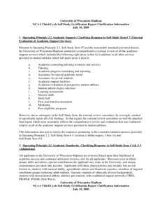 Microsoft Word - UW NCAA Third-Cycle Self-Study Certification Report Clarification Informationdoc