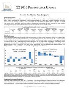 Q2 2016 PERFORMANCE UPDATE Downside Risk Alert has Weak 2nd Quarter Market Environment The market didn’t inspire much investor confidence in the 2nd quarter, but stocks survived Brexit and closed with modest gains. Mar