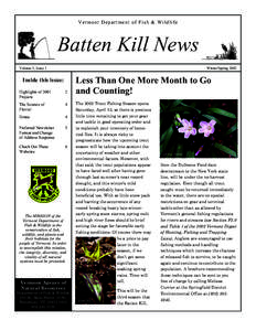 V e r mo n t D e p a r t me n t o f F i s h & Wi l d l i f e  Batten Kill News Volume 3, Issue 1  Winter/Spring 2002