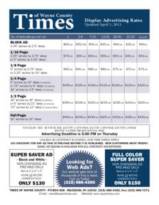 Times of Wayne County No. of total ads you will run		  BLOCK AD