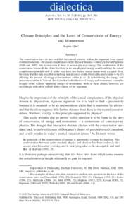 dialectica dialectica Vol. 64, N° ), pp. 363–384 DOI: j01237.x Closure Principles and the Laws of Conservation of Energy and Momentum