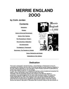 MERRIE ENGLAND 2OOO by Colin Jordan Contents Dedication: Preface: