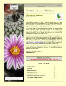 Gems of the Desert  Jul y 2013 Volume 41, Issue 7  Newsletter of the Orange County Cactus & Succulent Society