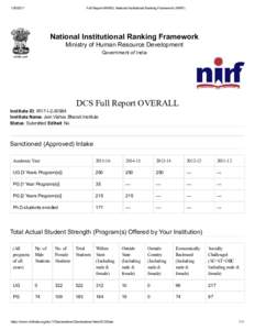 Full Report­MHRD, National Institutional Ranking Framework (NIRF) National Institutional Ranking Framework  Ministry of Human Resource Development 