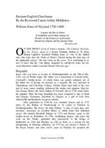 Eminent English Churchmen By the Reverend Canon Arthur Middleton William Jones of Nayland[removed]A priest, the like of whom If multiplied, and in their stations set, Would o’er the bosom of a joyful land