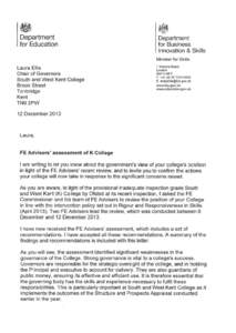 K College - Ministers Letter to Chair